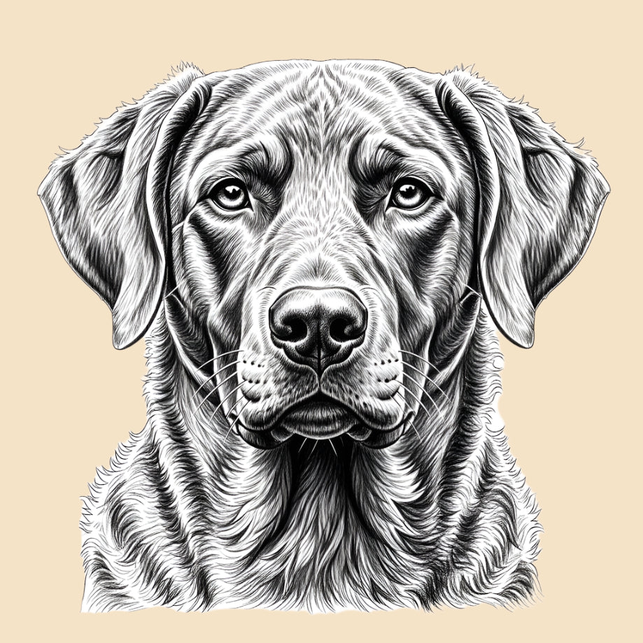 Sketch of a Chesapeake Bay Retriever, large dog breed featured in The Puggly Club eco friendly birthday boxes