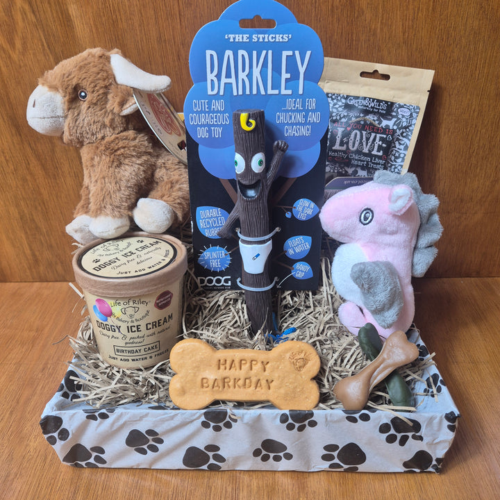 Celebrate extra small dogs with the Top Dog Birthday Box, filled with fun toys and natural treats.