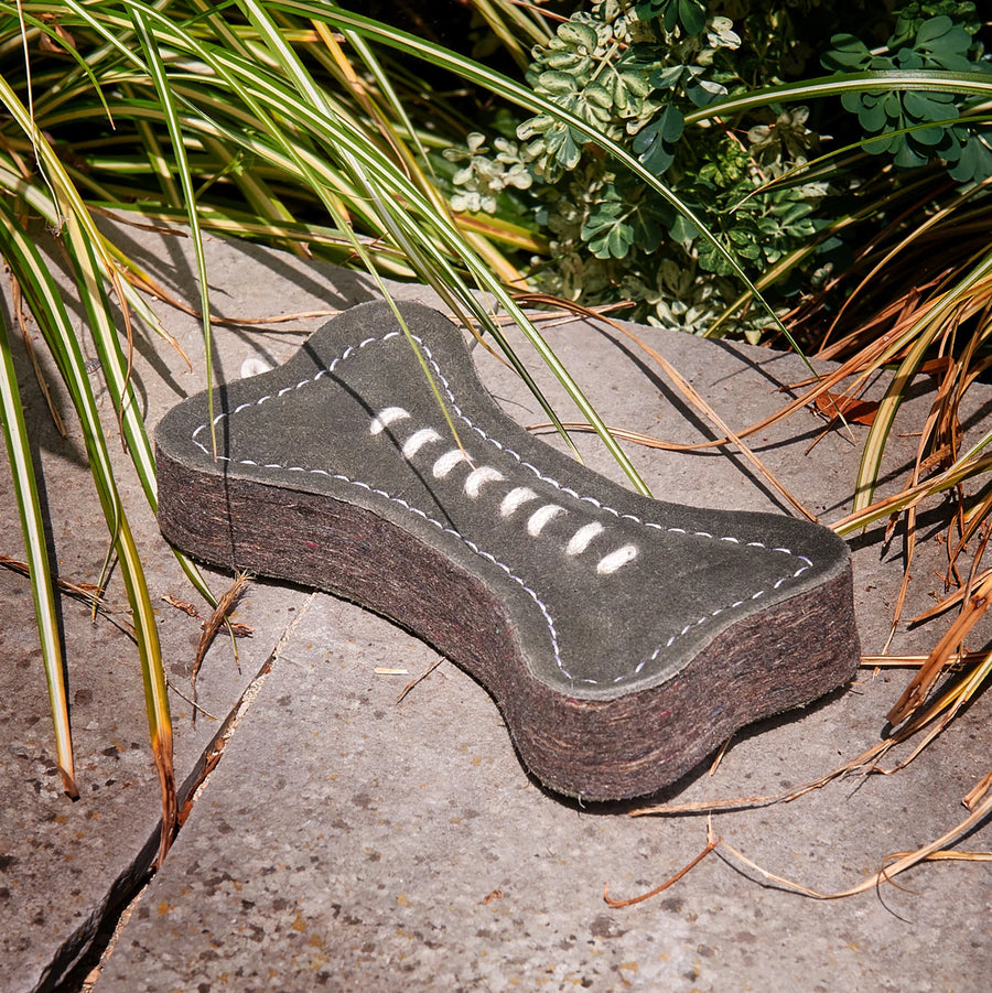 Eco friendly Green Bone dog toy by Green and Wild’s suitable for medium sized dogs photographed outdoors supplied by Paw Branch