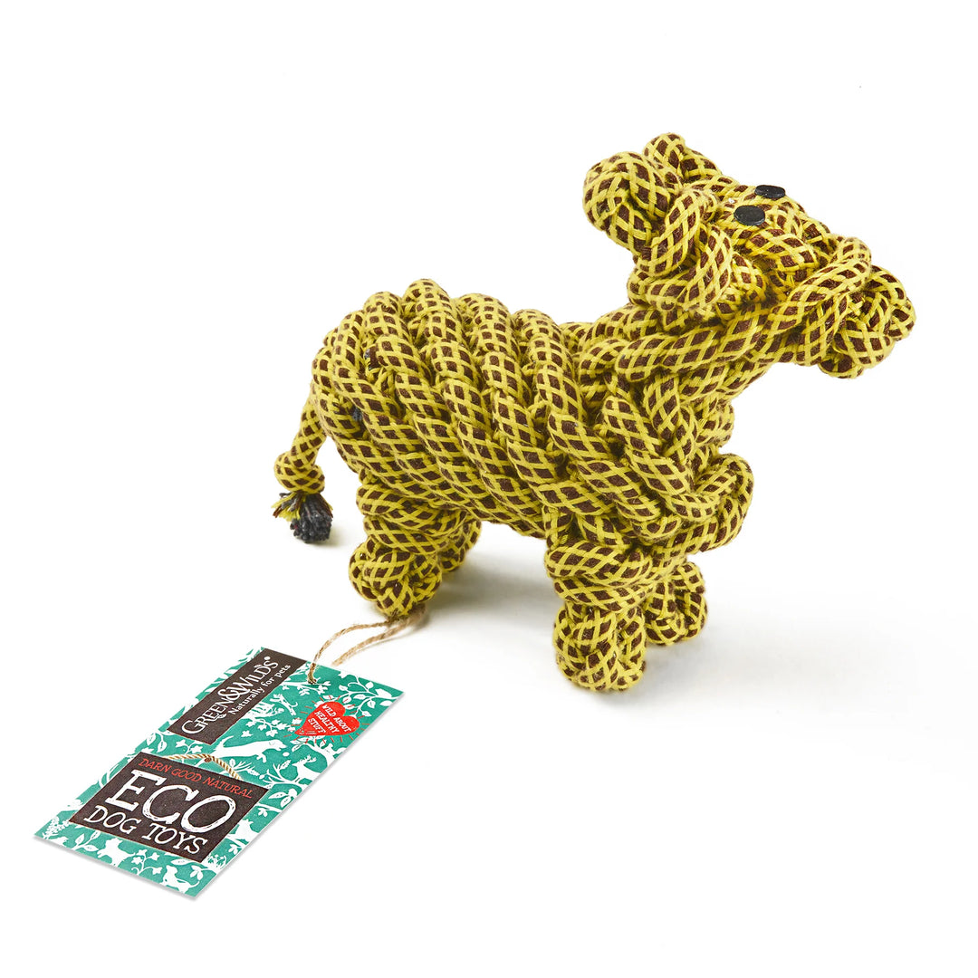 Eco friendly Lionel the Llama dog toy by Green and Wild’s made with jute rope and recycled bottle for small, medium and large dogs supplied by Paw Branch