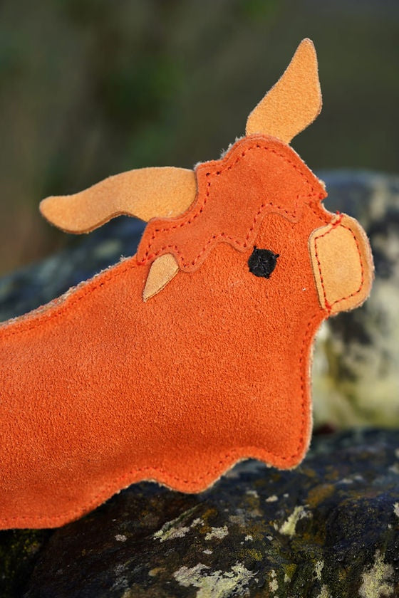 Hamish the Cow Eco Toy – Aurora Paws – Close-up Suede