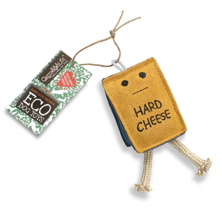 Hard Cheese eco dog toy shown on a neutral background, supplied by Paw Branch.