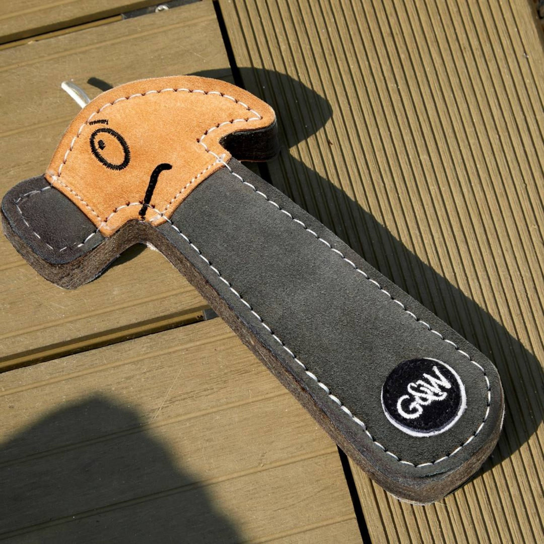 Hugo the Hammer eco dog toy by Green and Wild’s for medium and large sized dogs made from felt and suede supplied by Paw Branch