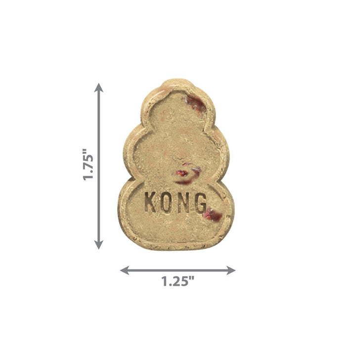 KONG Bacon and Cheese dog treat biscuit with size dimensions shown supplied by Paw Branch