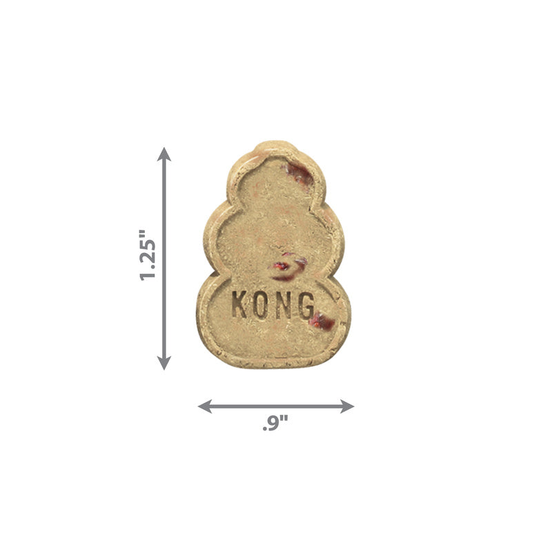 KONG Bacon and Cheese small dog treat biscuit with size measurements displayed supplied by Paw Branch