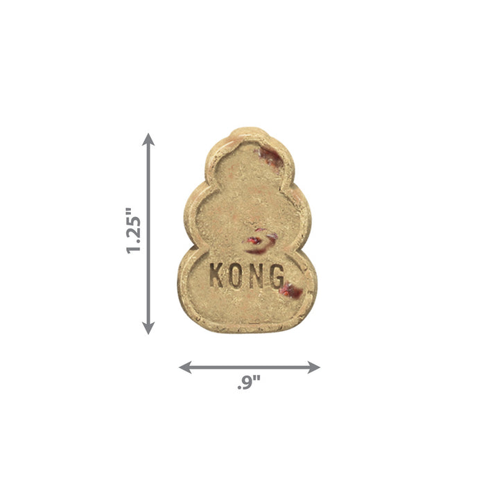 KONG Bacon and Cheese small dog treat biscuit with size measurements displayed supplied by Paw Branch