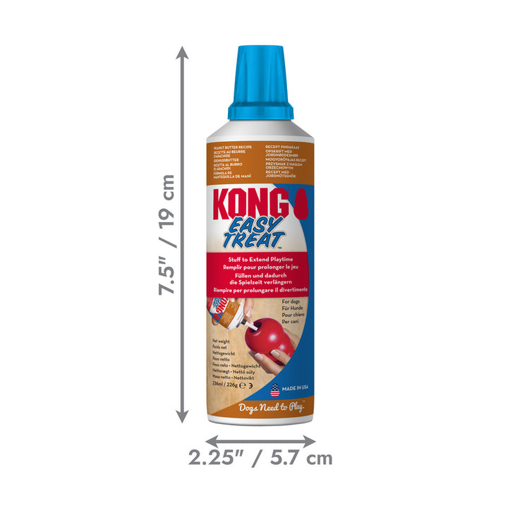 KONG Easy Treat Peanut Butter spray can with height and width measurements shown supplied by Paw Branch