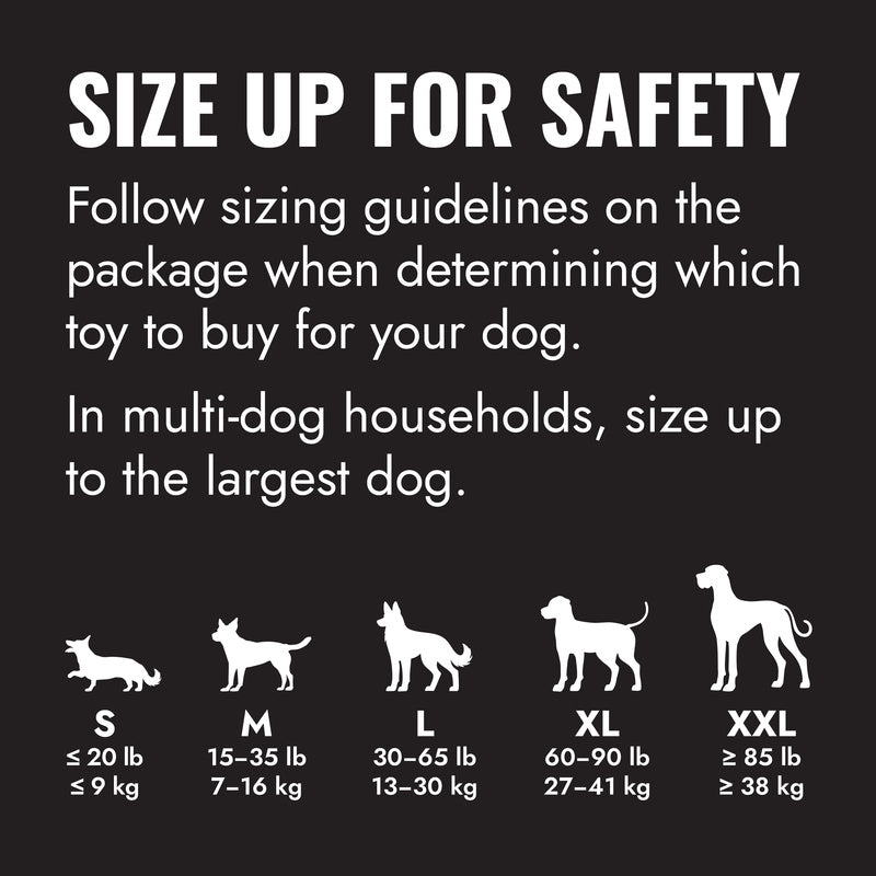 KONG Dog toy sizing chart with text on a black background