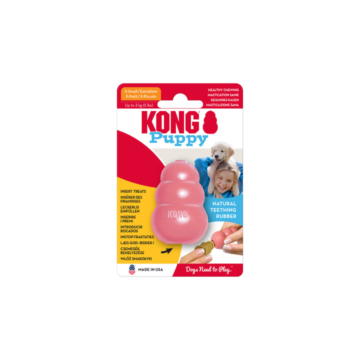 Kong Puppy pink extra small dog toy packaging on a white background