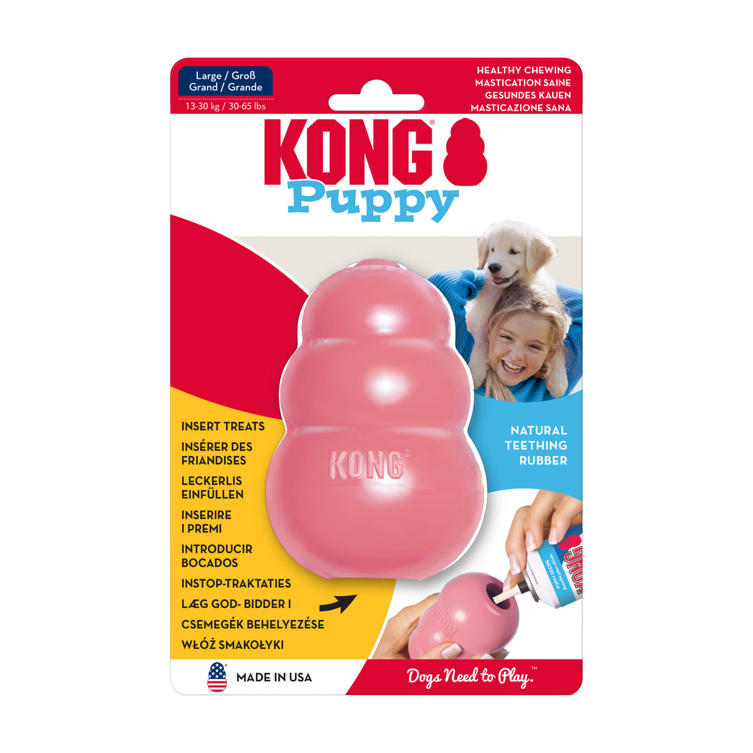KONG Puppy Pink Large Sized dog toy packaging on a white background