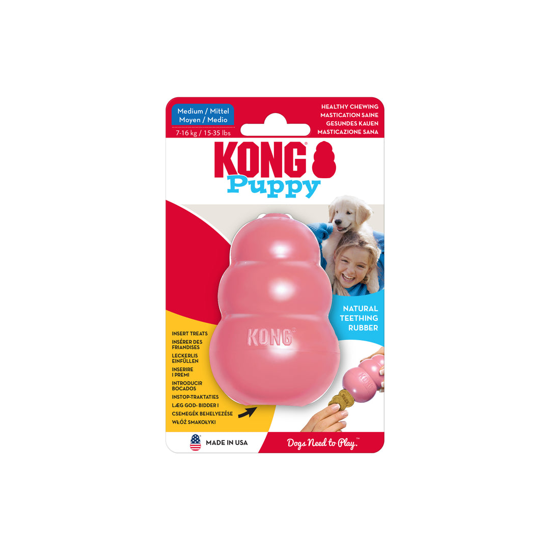 KONG Puppy Pink  Medium Sized dog toy packaging on a white background