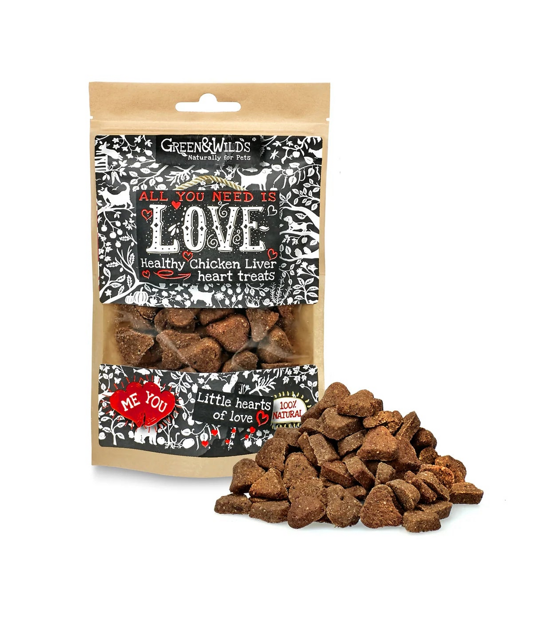 studio image of a bag of love treats supplied by Paw Branch