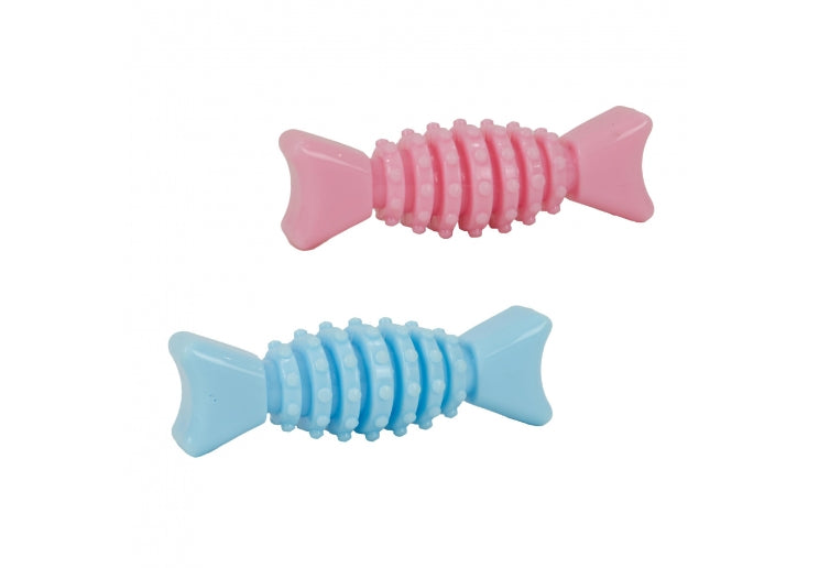 Blue ANCOL Small Bite Wing Bone Teether made from textured TPR for puppy chewing, supplied by Paw Branch.