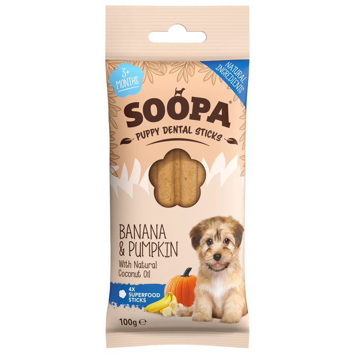 Soopa Puppy Dental Sticks Banana & Pumpkin x4 100g
